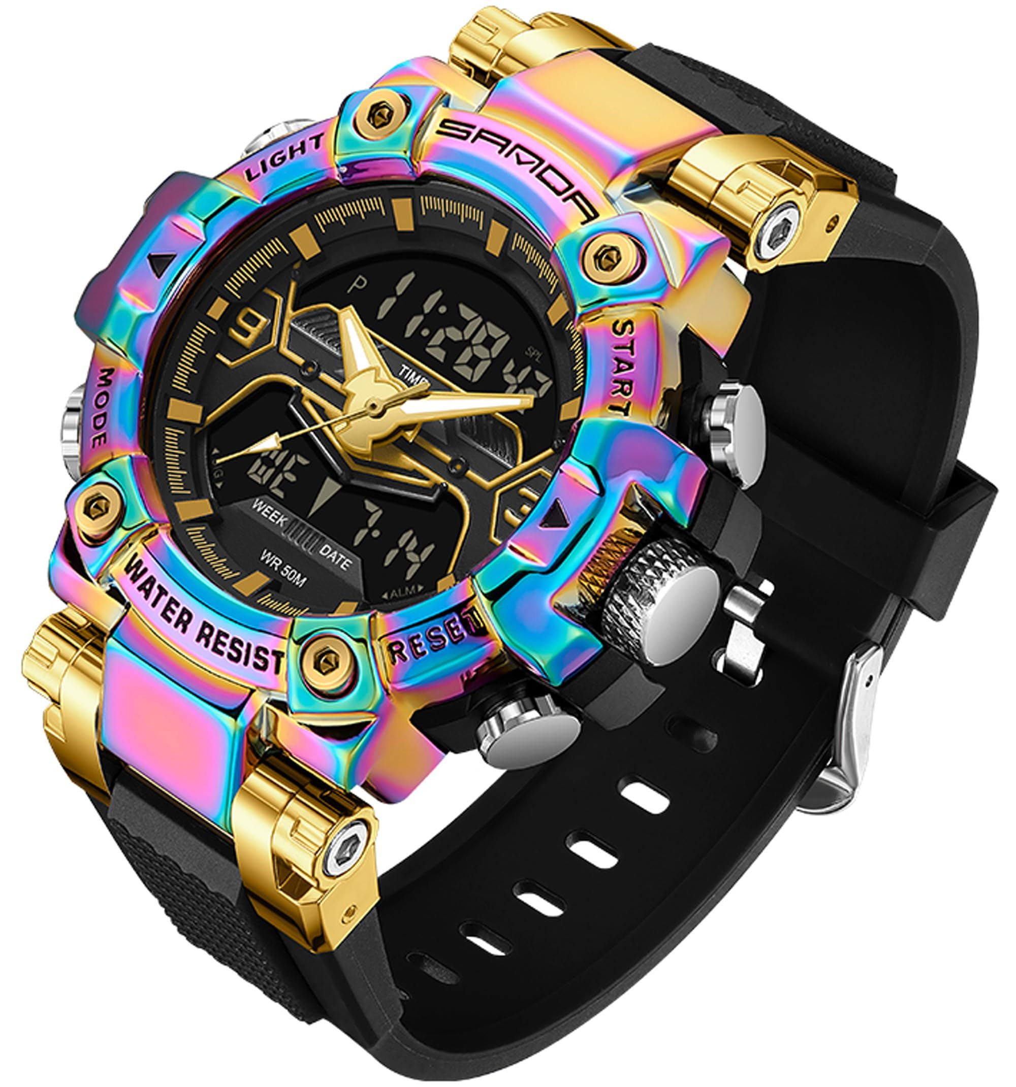 Findtime Digital Watches for Men Tactical Sports 5ATM Waterproof Watch Digital Large Face LED Backlight Wristwatch Stopwatch Alarm Tactical Electronic Watch Walmart