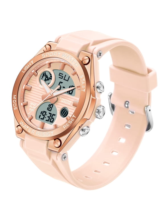 Ladies Sport Digital Watches Wrist Watch for Women with Waterproof Dual Time Date Luminous Back Light Week Alarm Stopwatch Count Down White Black Blue Green