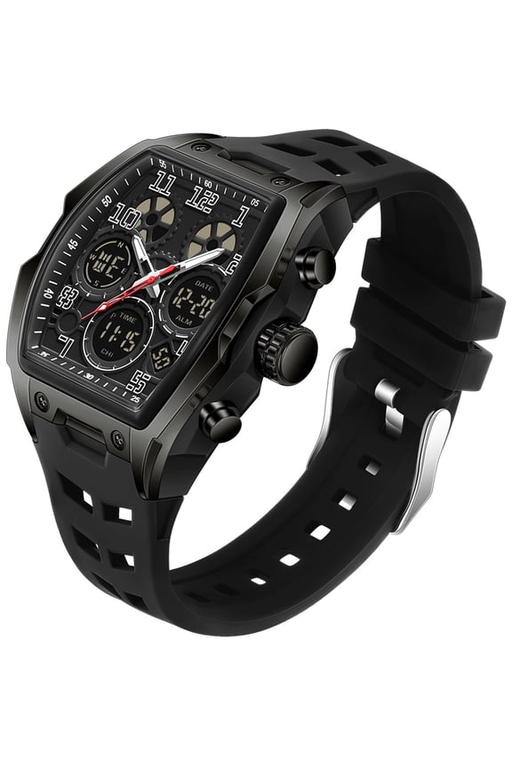 Mens Watches Square Rectangle Dial Watch for Men Waterproof White Relojes para Hombres Punk Cool Design Chronograph Luminous Silicon Strap