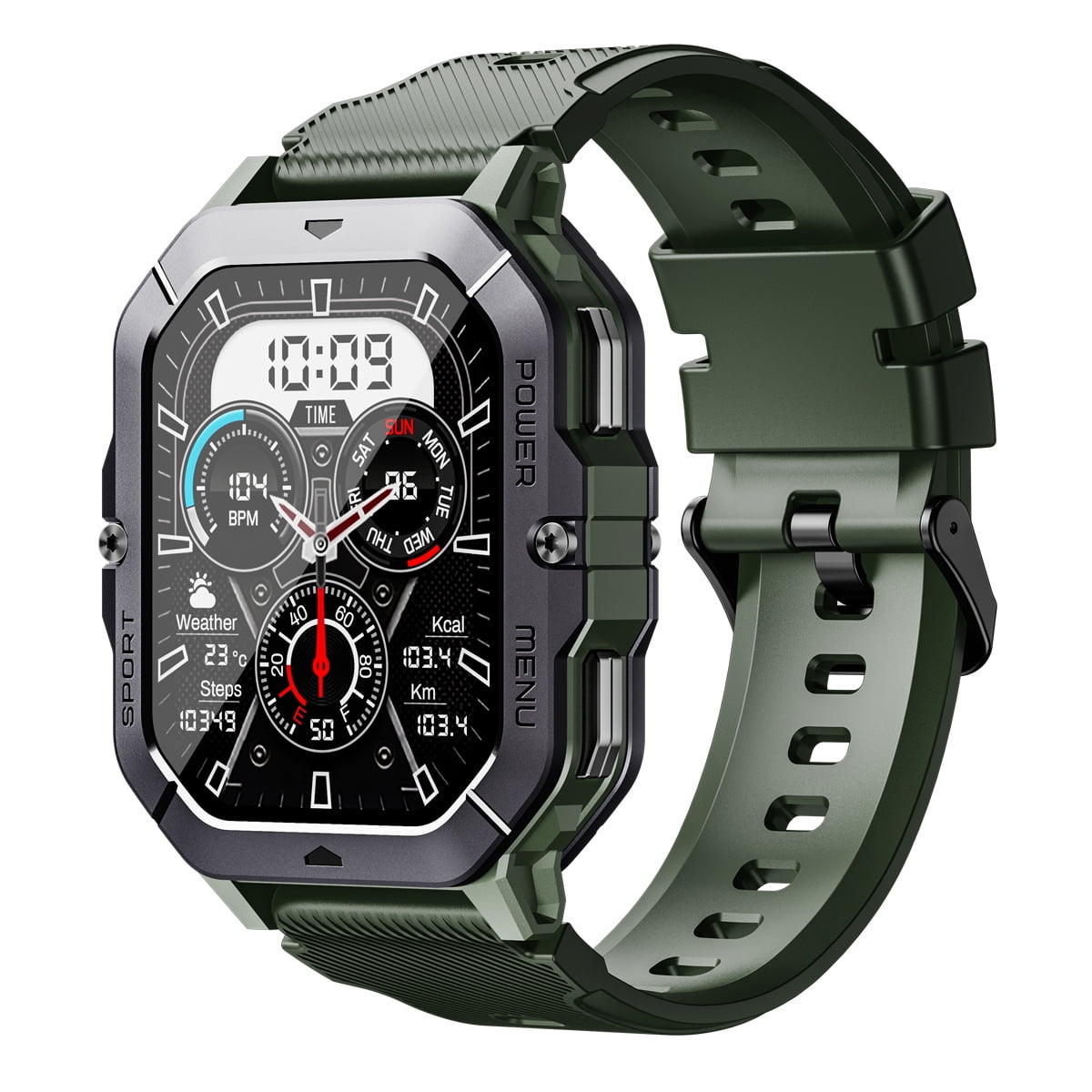 Findtime Military Smart Watch for Men (Answer/Make Calls), 2.02" HD Fitness Smart Watch for Android and iOS, 5ATM Waterproof Smartwatch