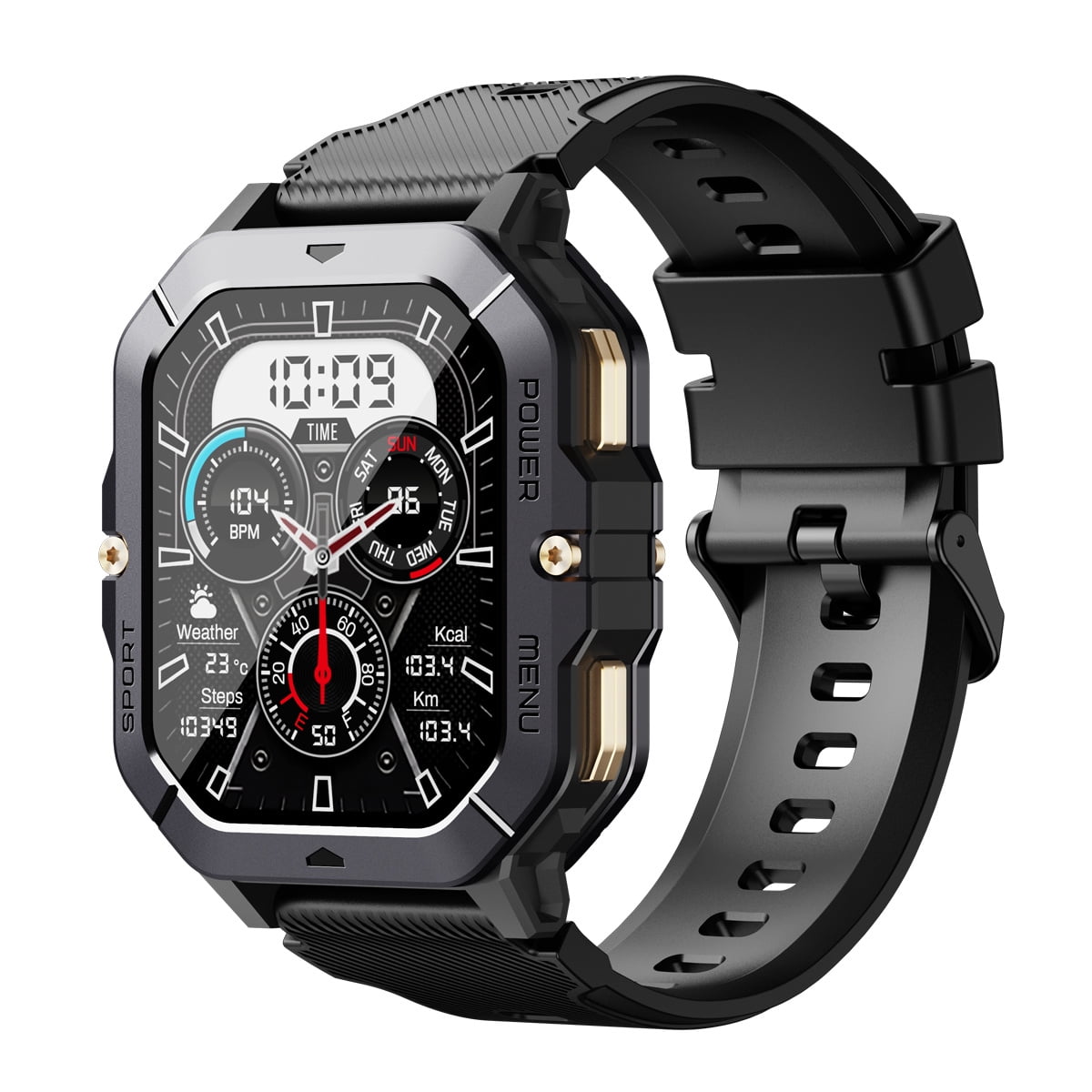 Findtime Military Smart Watch for Men (Answer/Make Calls), 2.02" HD Fitness Smart Watch for Android and iOS, 5ATM Waterproof Smartwatch