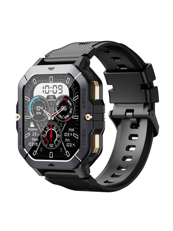 Military Smart Watch for Men (Answer/Make Calls), 2.02" HD Fitness Smart Watch for Android and iOS, 5ATM Waterproof Smartwatch