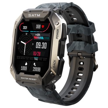 Findtime Military Smart Watches for Men Fitness Tracker Heart Rate Monitor Blood Pressure Blood Oxygen Monitor Waterproof Pedometer Tactical Smart Watch for Android Phones Compatible iPhone