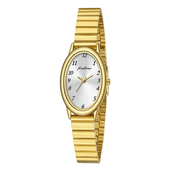 Findtime Women's Oval Watch on Stainless Steel Bracelet Elegant Ladies Watch Casual Business Dress Bracelet Watch
