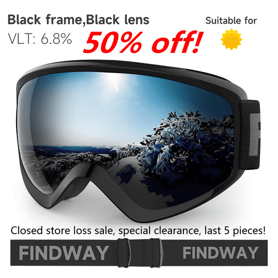 Findway Kids Ski Goggles, Anti-Fog Child Snowboard Goggles for Boys Girls 8-15 Years Old