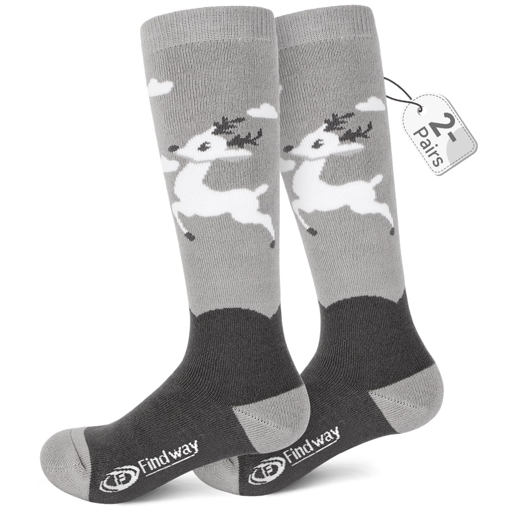 Chaussettes De Ski Findway Pour Enfants - Thermiques Et Douces - 2 Paires - Pour Ski, Snowboard, Randonnée