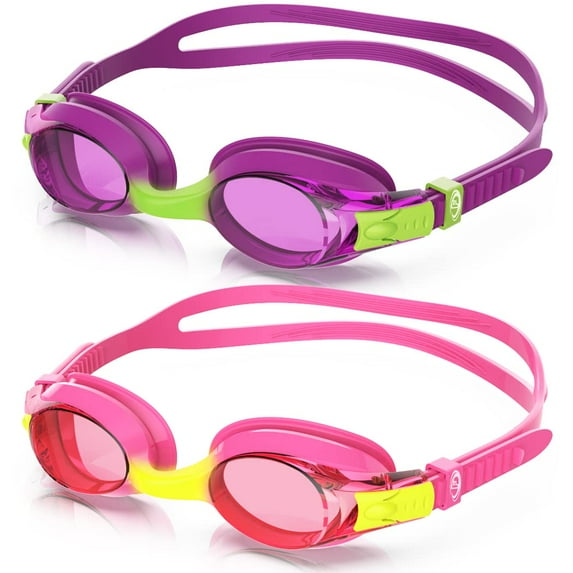 Findway Kids Swim Goggles, 2 Pack Swimming Sport Glasses No Leaking for Age 3-14 Youth Girls Boys