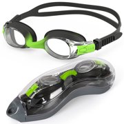 Findway Kids Swim Goggles Kids Age 3-14 Anti Fog No Leak Black and Green Glasses for Kids & Toddlers