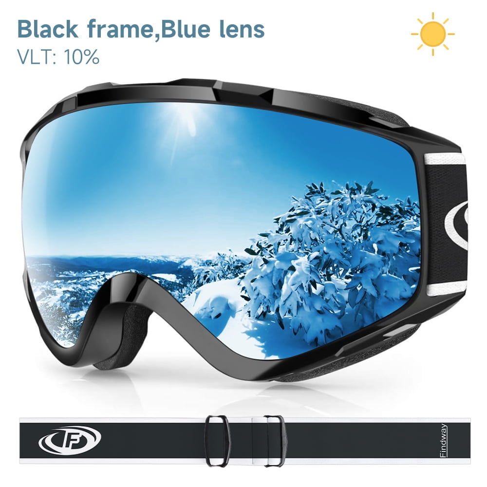 Findway Ski Goggles Over Glass, 100 UV Protection OTG Snow/Snowboard Goggles for Women, Men