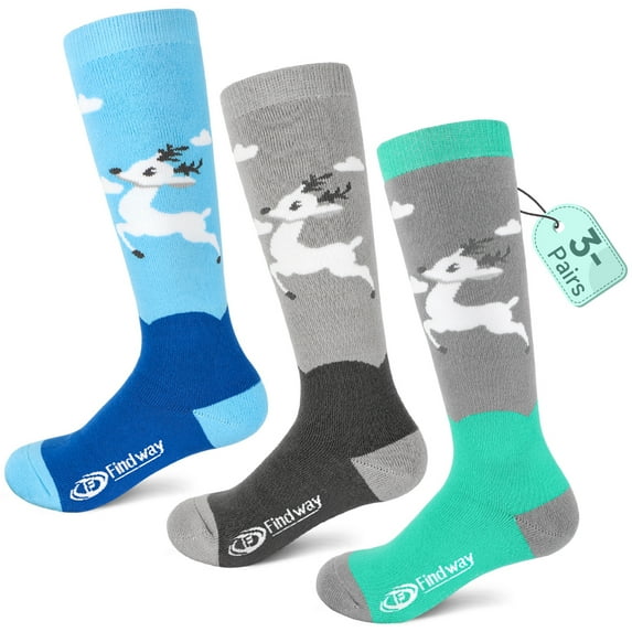 Findway Ski Socks, 2 Packs Merino Wool Snowboard Socks for Men & Women, Non Slip Snow Socks for Skiing, Winter Outdoor Sports