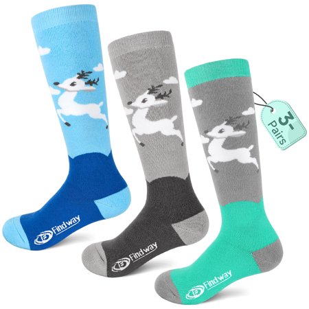 Findway Ski Socks, 3 Packs Merino Wool Snowboard Socks for Men & Women, Non Slip Snow Socks for Skiing, Winter Outdoor Sports