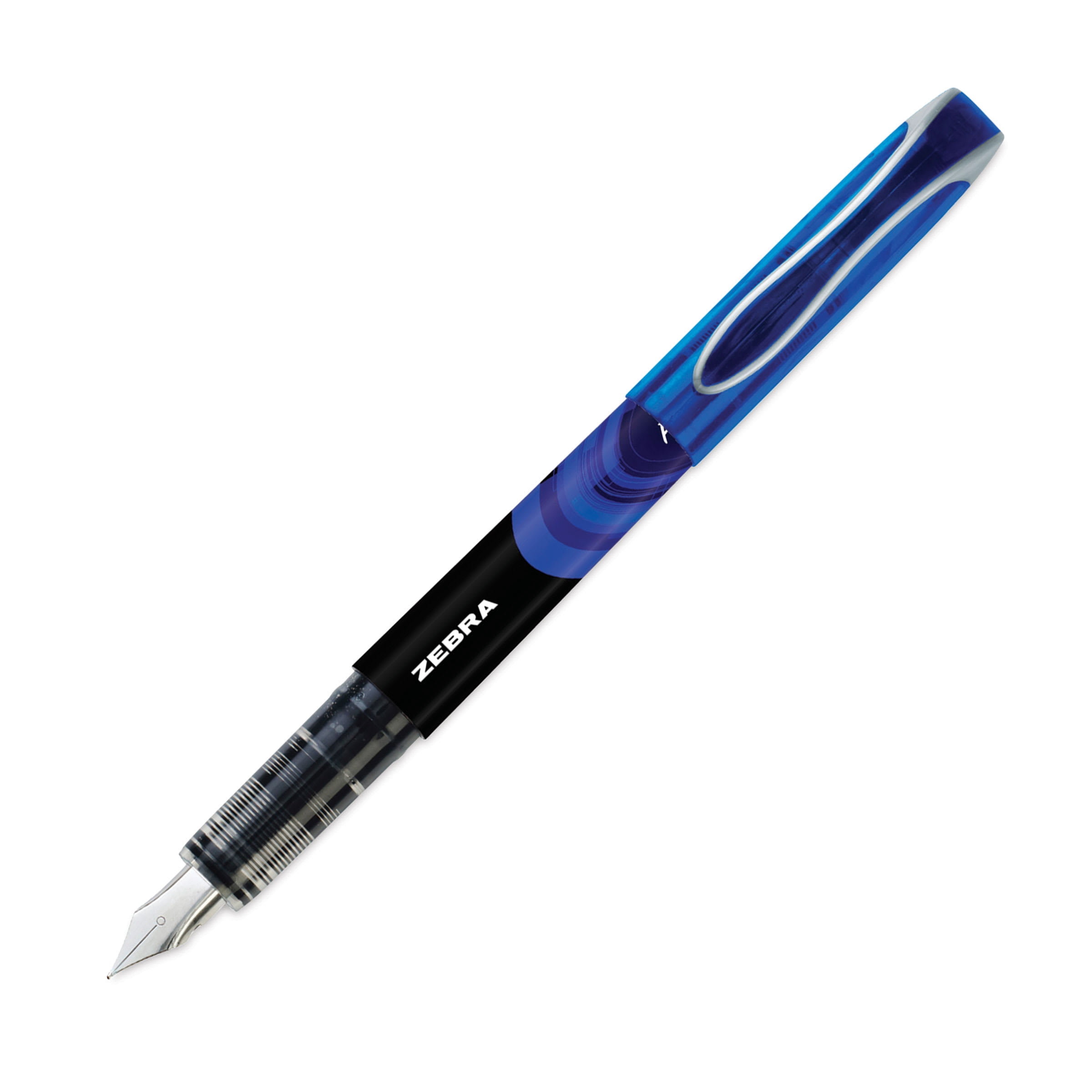 Fine 0.6 mm Fountain Pen - Blue Ink, Black/Blue Barrel (1 Dozen ...