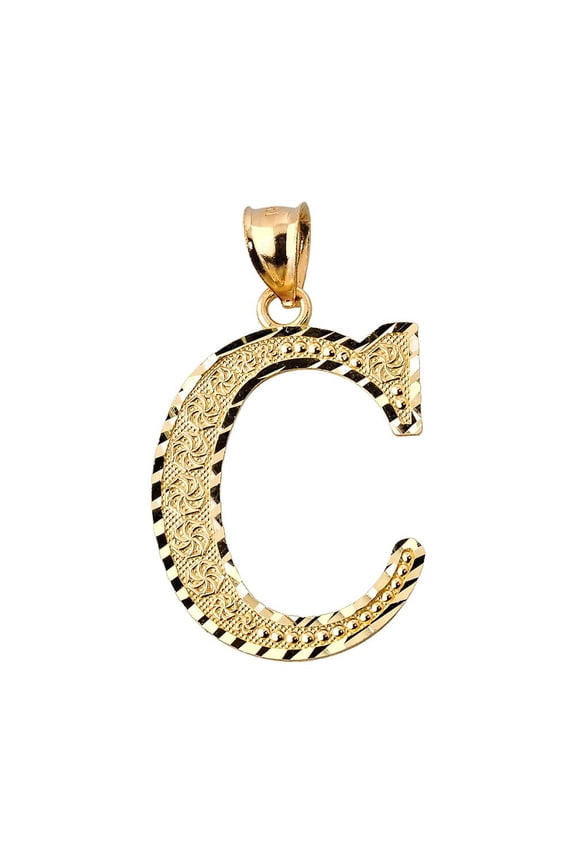 Fine 14k Yellow Gold Initial Letter C Charm Pendant, 1"