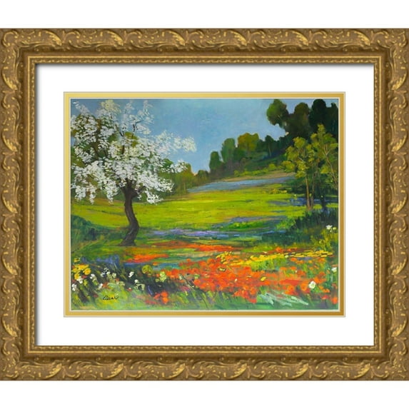 Fine, Alexi 24x20 Gold Ornate Wood Framed with Double Matting Museum Art Print Titled - Blessings of Nature