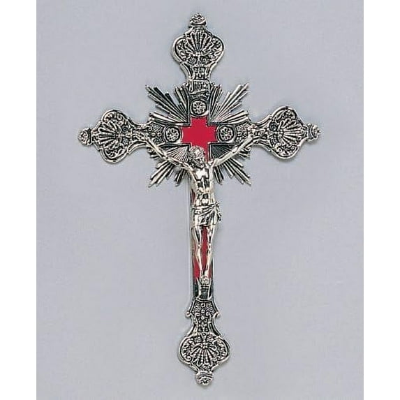 Fine All Metal Wall Crucifix, 12in., Silver