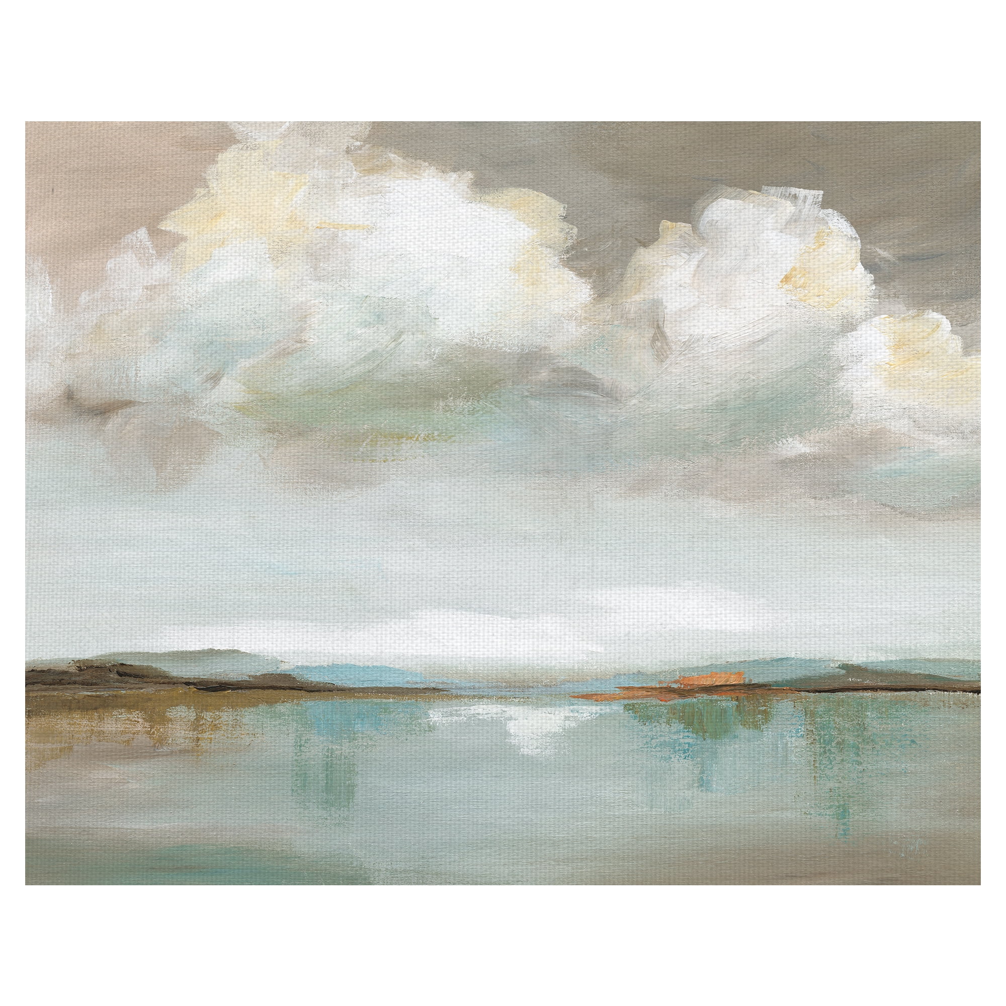 Serene Lakeside Landscape Abstract Canvas Art for Kids