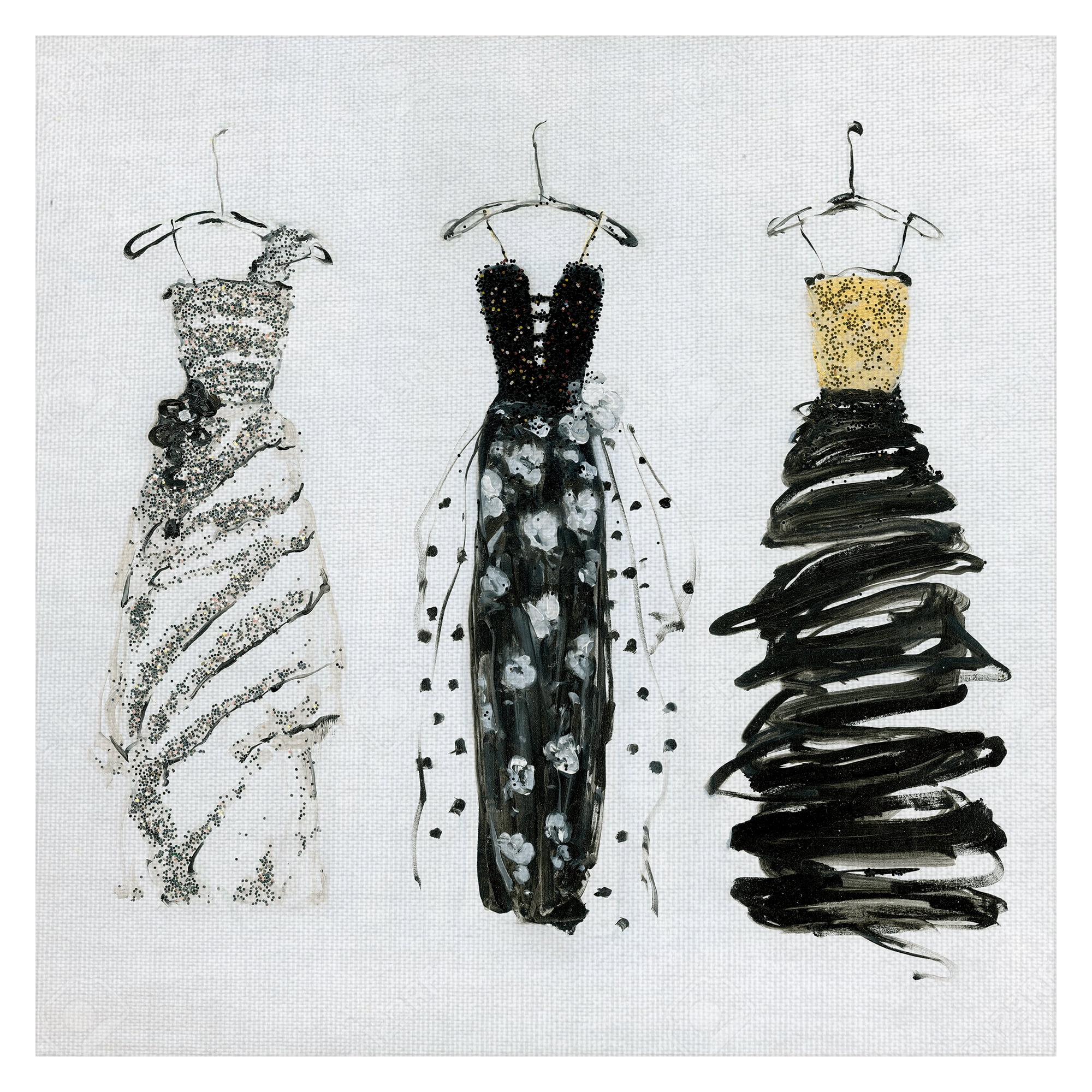 Fine Art Canvas Bling Night Out II Dresses by Sally Swatland