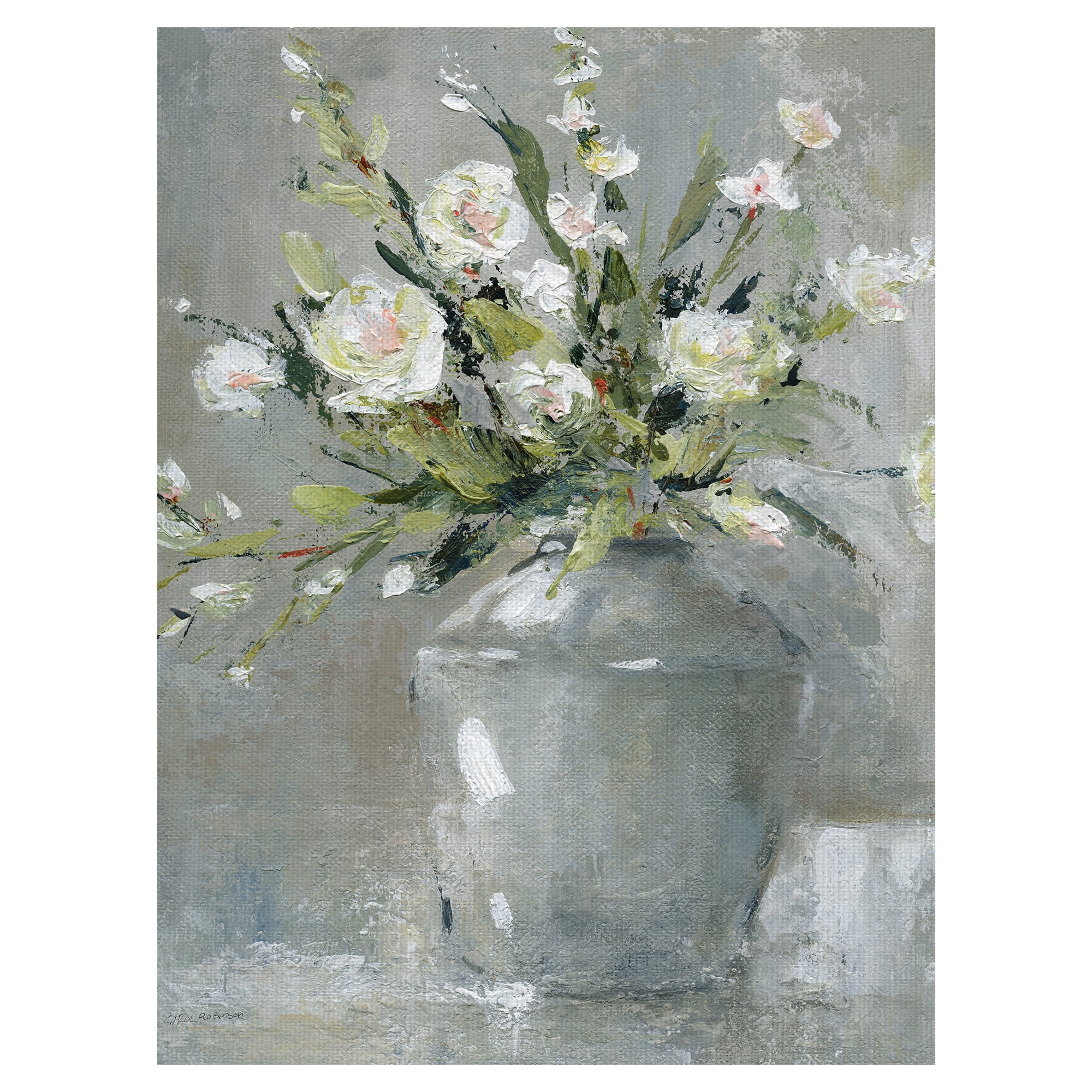 Fine Art Canvas Country Bouquet II White Flowers in Vase by Carol Robinson Canvas Art Print