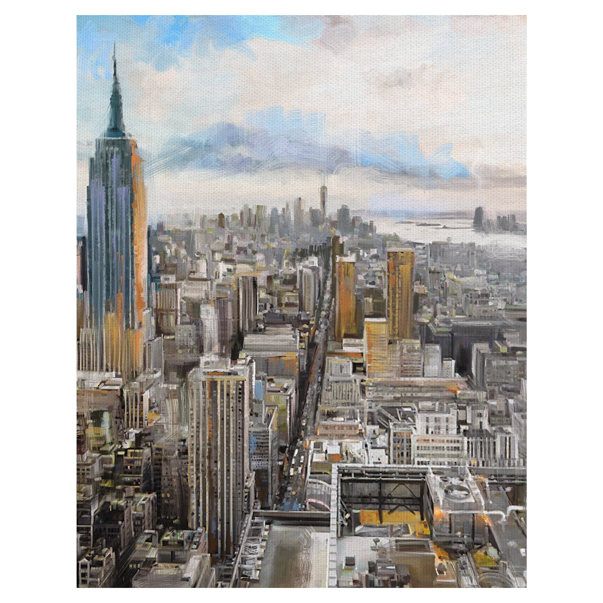 Fine Art Canvas Daybreak Manhattan Skyline by Studio Arts Canvas Art Print