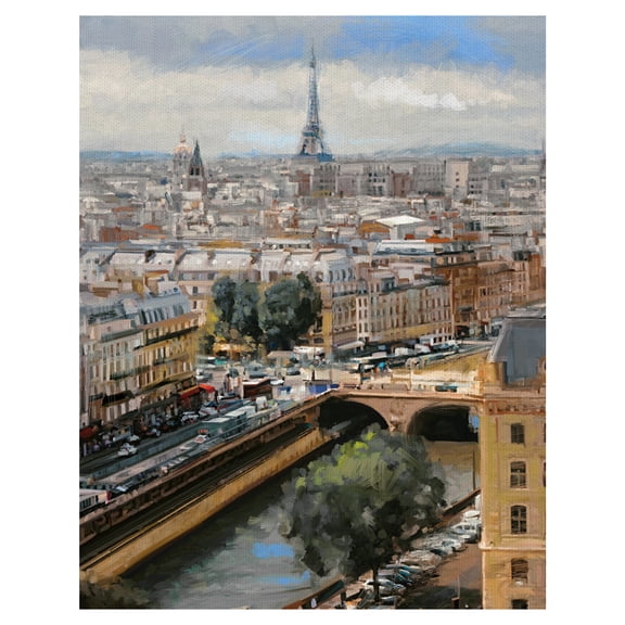 Fine Art Canvas Daybreak Paris Skyline by Studio Arts Canvas Art Print