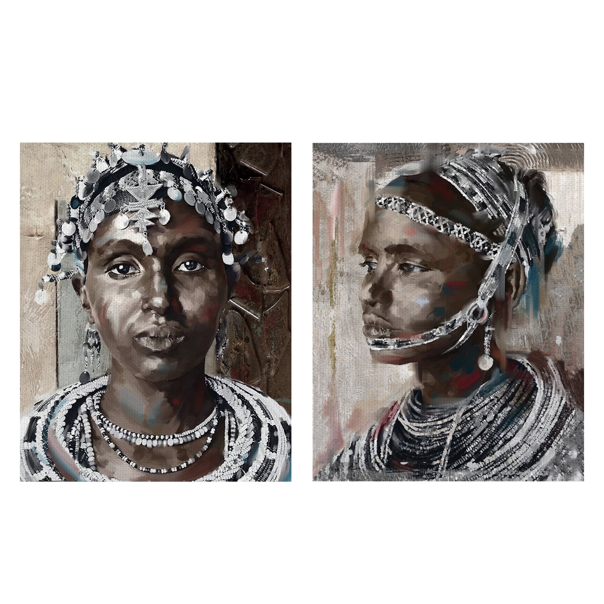 Fine Art Canvas Heritage I & II African Portrait by Maggie Davis Canvas Art Print