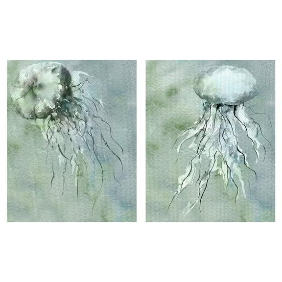 Fine Art Canvas Jellyfish Blue Grey I & III by Brandi Fitzgerald Canvas Art Print
