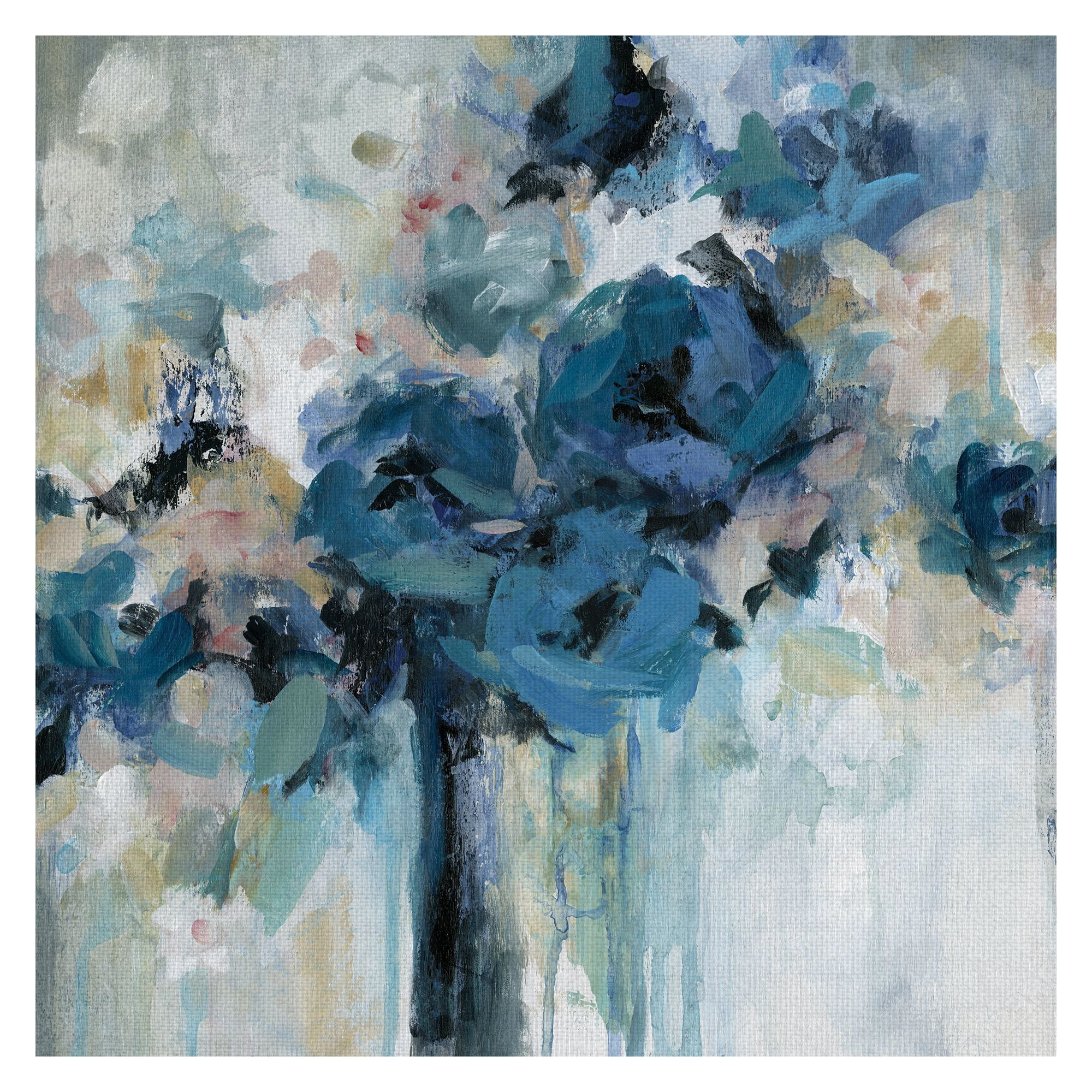 24" x 24" Abstract Blue and Teal Canvas Art for Kids
