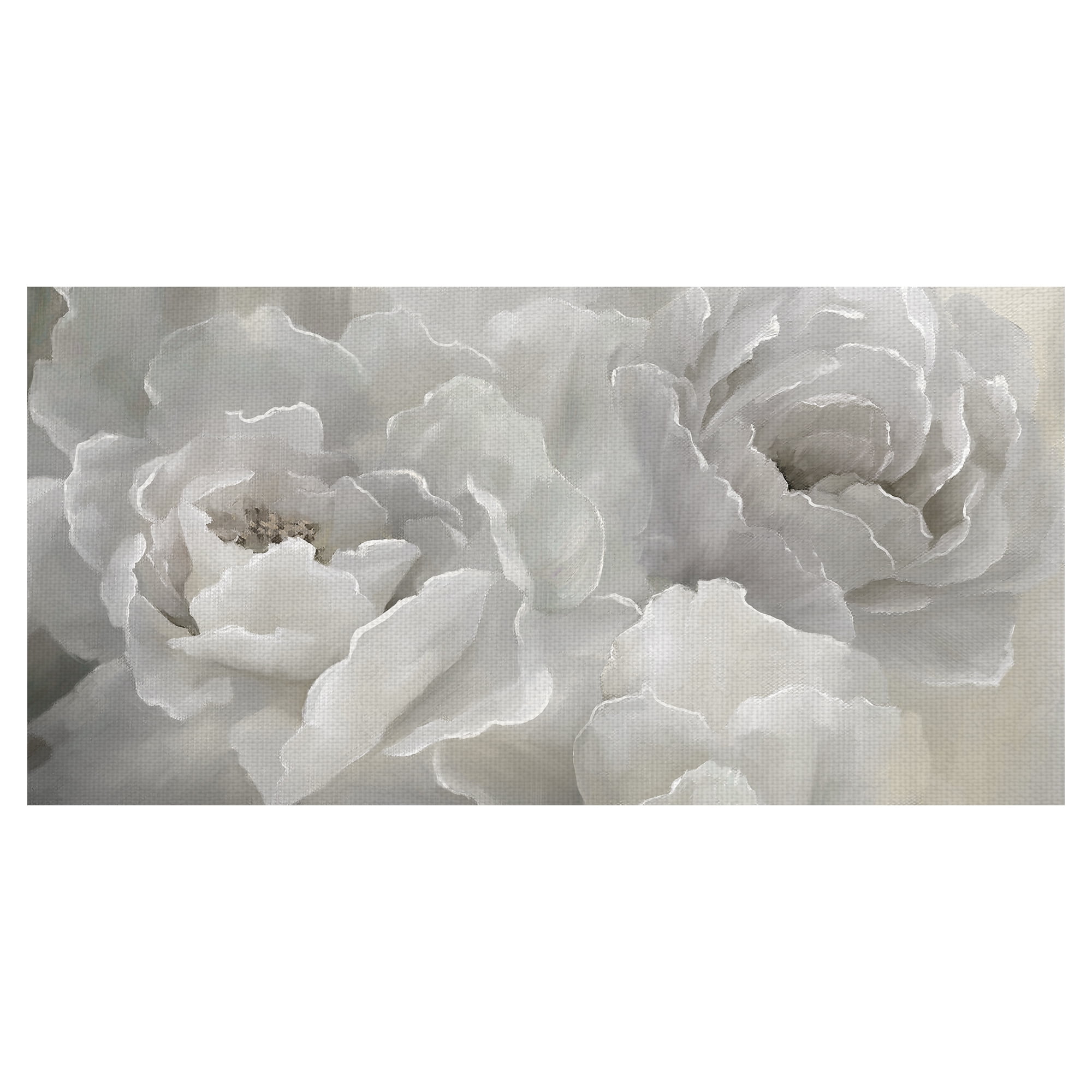 Large White Peony Canvas Art Print for Kids Room