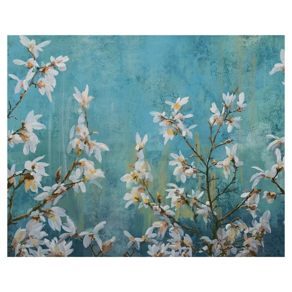 Fine Art Canvas Spring Harmony Portrait White Tree Blossoms on Blue by Studio Arts Canvas Art Print