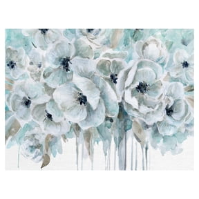 Fine Art Canvas Teal Harmony II White Poppies by Carol Robinson Canvas Art Print