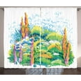 thumbnail image 1 of Fine Art Curtains 2 Panels Set, Natural Floral Meadow Landscape with Trees on the Hill August Season Watercolor, Window Drapes for Living Room Bedroom, 108W X 63L Inches, Multicolor, by Ambesonne, 1 of 3
