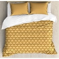 thumbnail image 1 of Fine Art Duvet Cover Set, Ornamental Curves and Details Recalling Feelings, Decorative 3 Piece Bedding Set with 2 Pillow Shams, Calking Size, Pale Orange Champagne, by Ambesonne, 1 of 3
