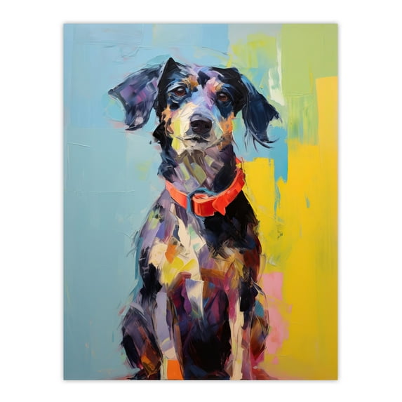 Fine Art Fido Cute Bright Dog Painting Extra Large XL Wall Art Poster Print
