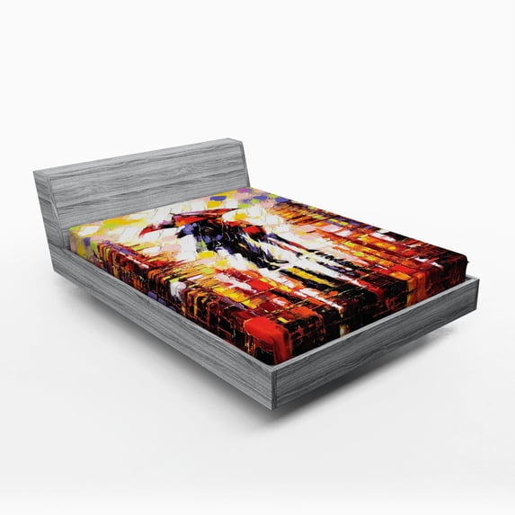 Ambesonne Fine Art Fitted Sheet, Romantic Painting Couple, Full Size, Multicolor