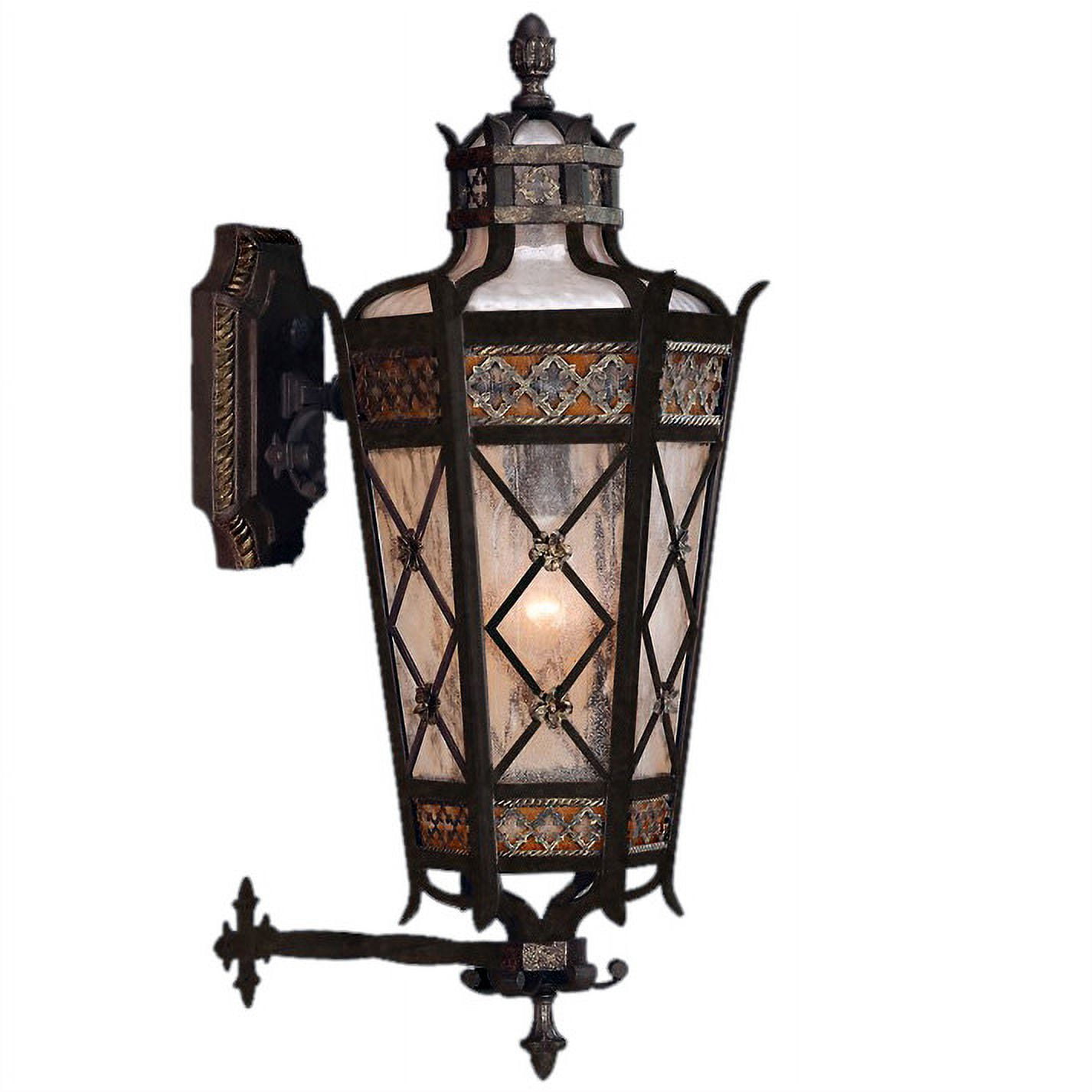 25" Black and Brass Dimmable Outdoor Wall Lantern