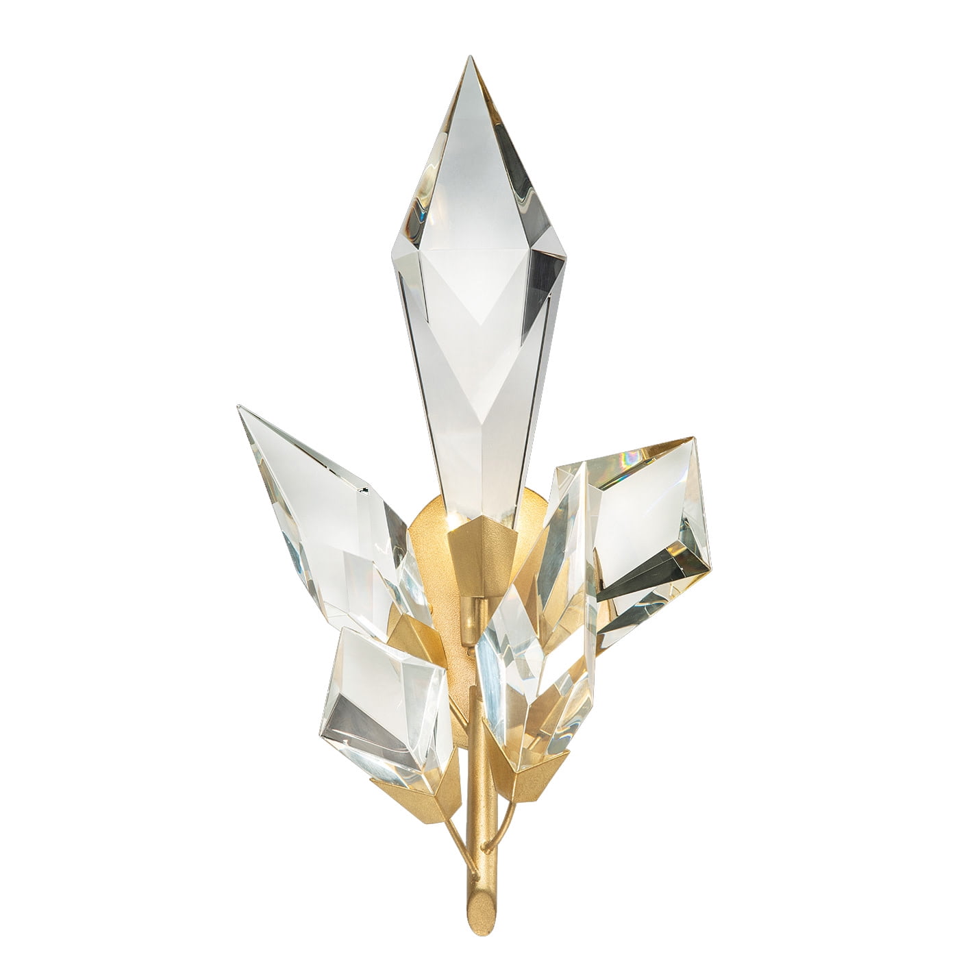 Majestic Forest Gold Leaf Dimmable Wall Sconce with Crystal Leaves
