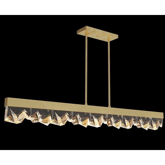 Fine Art Handcrafted Lighting 931340-2ST Strata 55" Wide Led Crystal Linear Pendant - Gold
