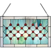 Fine Art Living KP204 Stained Glass Panels, Blue/Green