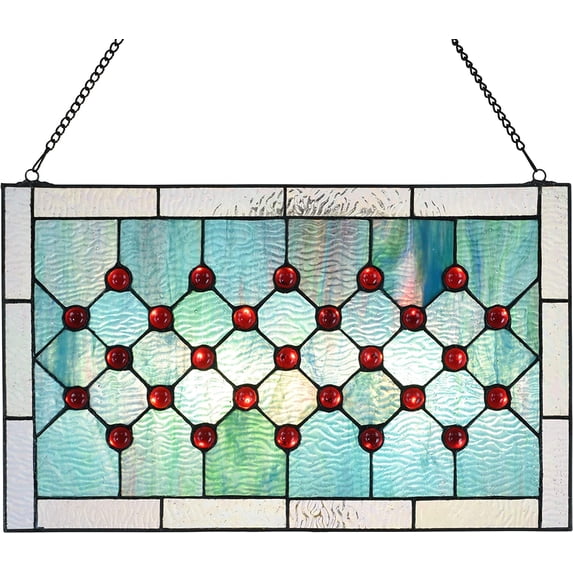 Fine Art Living KP204 Stained Glass Panels, Blue/Green