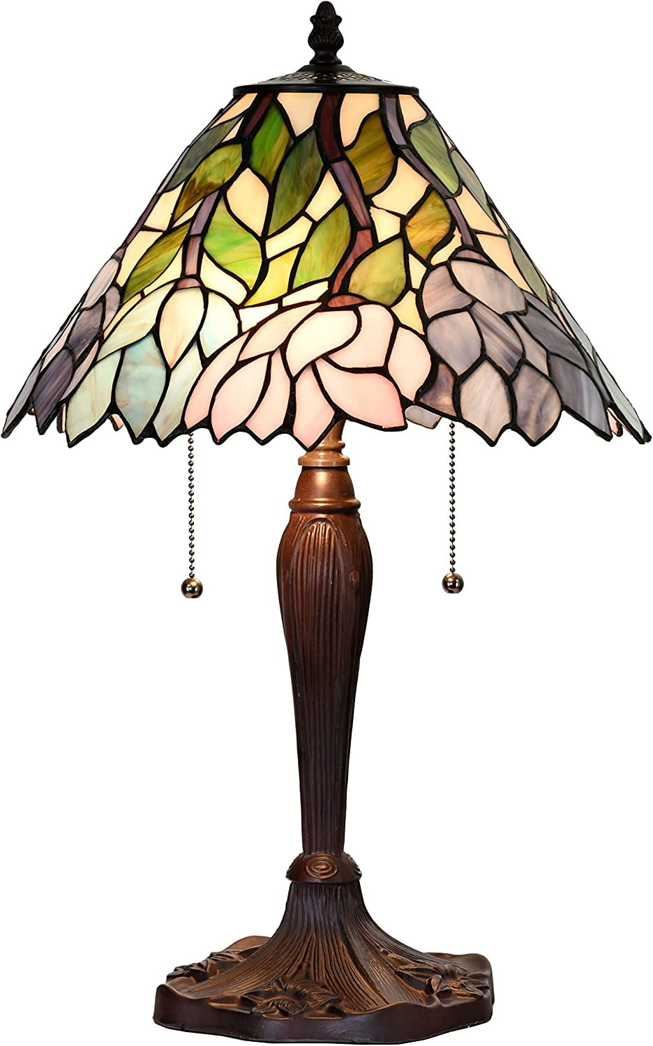 Multicolor Stained Glass and Bronze Tiffany Style Table Lamp