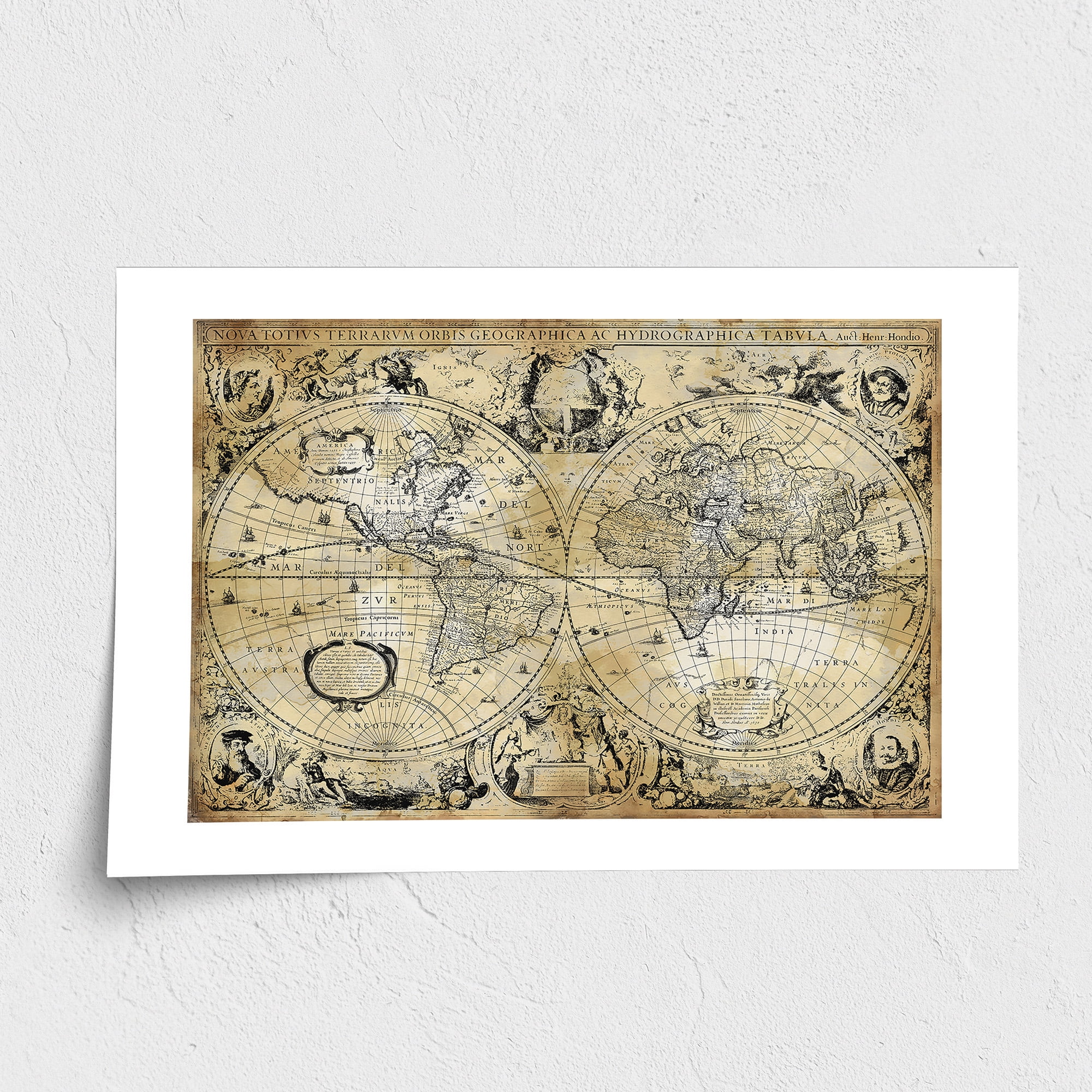 Fine Art Paper Print Antique World Map Walmart