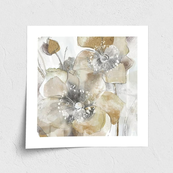 Fine Art Paper Print - Taupe Spring Poppy II