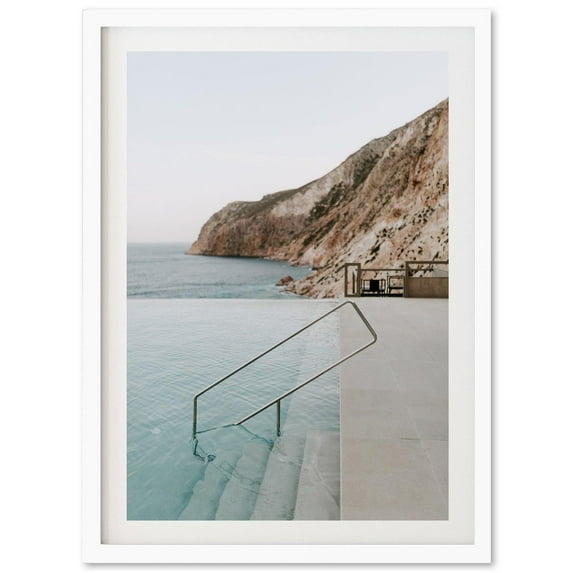 Fine Art Photography Ocean Print - Travel Boho Coastal Greece Poolside Minimalist Beach Wall Art Photography Home Decor Wall Art, Modern Wall Decor, 24x36 UNFRAMED
