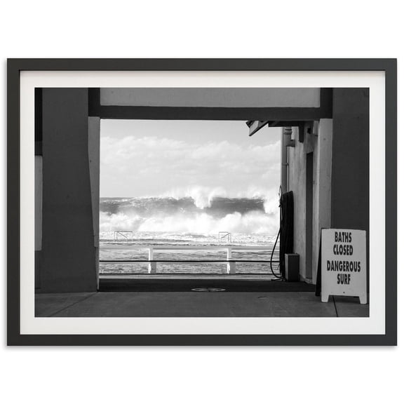 Fine Art Photography Surf Print - Black And White Big Waves Ocean Bath Vintage Print Beach Home Wall Decor Wall Art, Modern Wall Decor, 8x12 UNFRAMED
