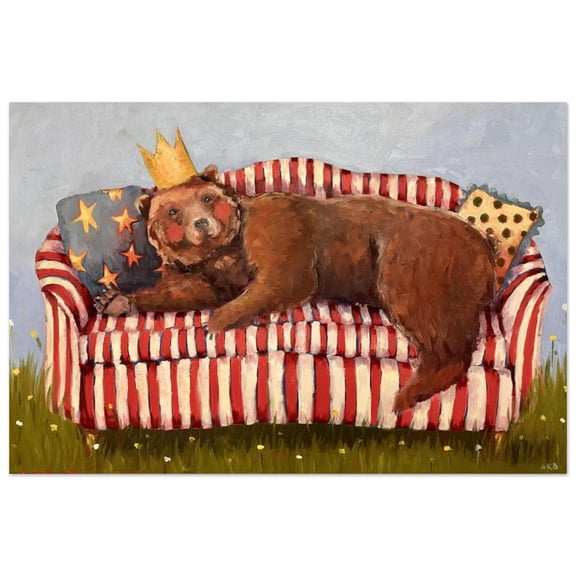 Fine Art Print, 'beary Comfy', Whimsical Bear Art, King, Queen, Children's Room Art, Baby Nursery Poster, Poster Only