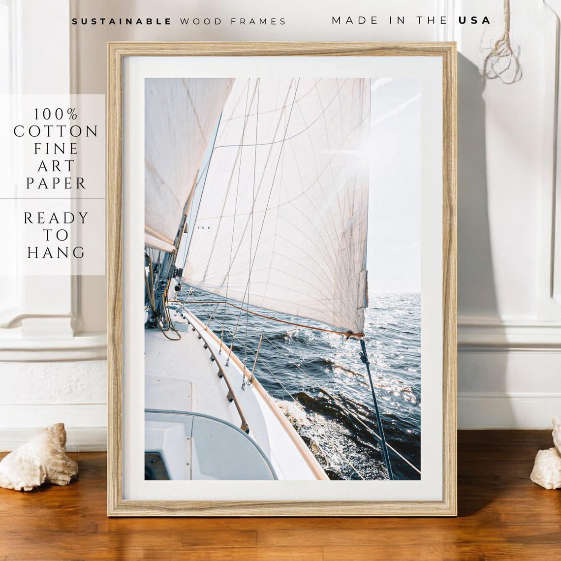 Fine Art Sailboat Print Coastal Wall Decor, Yacht Sailing Ocean Print ...