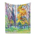 thumbnail image 1 of Fine Art Soft Flannel Fleece Throw Blanket, Digital Spring Forest Painting Growth Autumn Exquisite Rural Greenery Panorama, Cozy Plush for Indoor and Outdoor Use, 50" x 70", Multicolor, by Ambesonne, 1 of 5