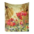 thumbnail image 1 of Fine Art Soft Flannel Fleece Throw Blanket, Poppy Blooms Meadow Opium Countryside Composition Idyllic Herbal Painting Print, Cozy Plush for Indoor and Outdoor Use, 70" x 90", Multicolor, by Ambesonne, 1 of 6