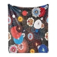 thumbnail image 1 of Fine Art Soft Flannel Fleece Throw Blanket, Psychedelic Floral Pattern with Shapes Trippy Geometric Forms Form, Cozy Plush for Indoor and Outdoor Use, 70" x 90", Multicolor, by Ambesonne, 1 of 6