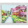 thumbnail image 1 of Fine Art Tapestry, Unusual Rural Village with Wooden Houses Bushes Impressionism Modern Art Landscape, Wall Hanging for Bedroom Living Room Dorm Decor, 60W X 40L Inches, Multicolor, by Ambesonne, 1 of 2